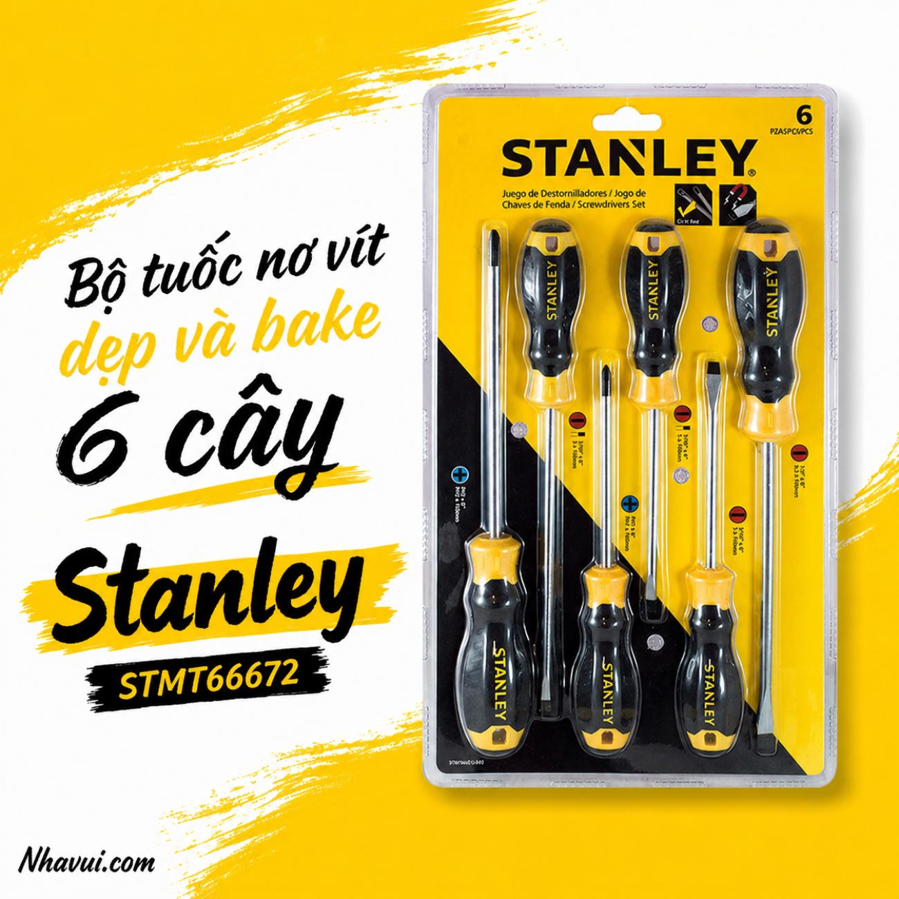 Bộ tuốc nơ vít dẹp và bake 6 cây Stanley STMT66672
