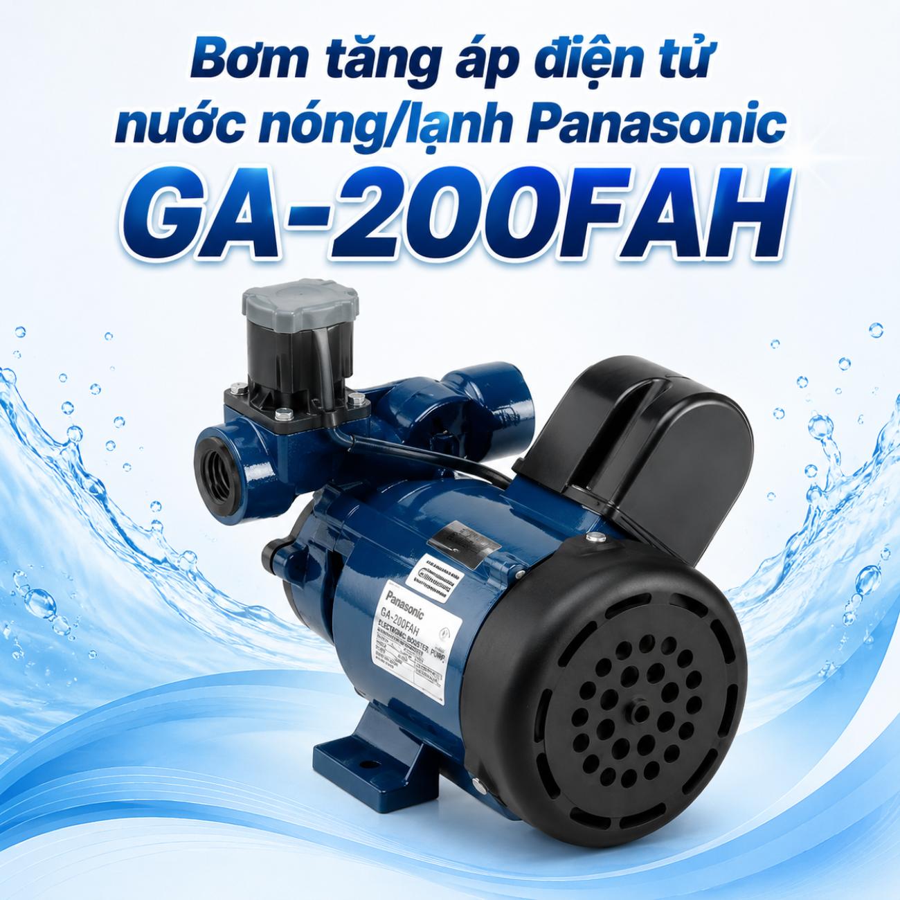 Bơm tăng áp điện tử nước nóng/lạnh Panasonic GA-200FAH 200W dây điện 120cm kèm phích cắm