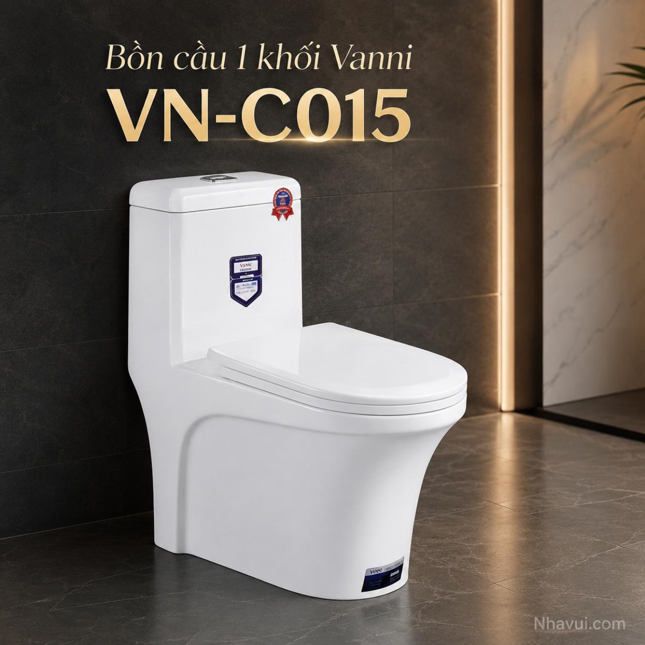 Bồn cầu 1 khối Vanni VN-C015 650x365x740mm tâm xả 300/400mm