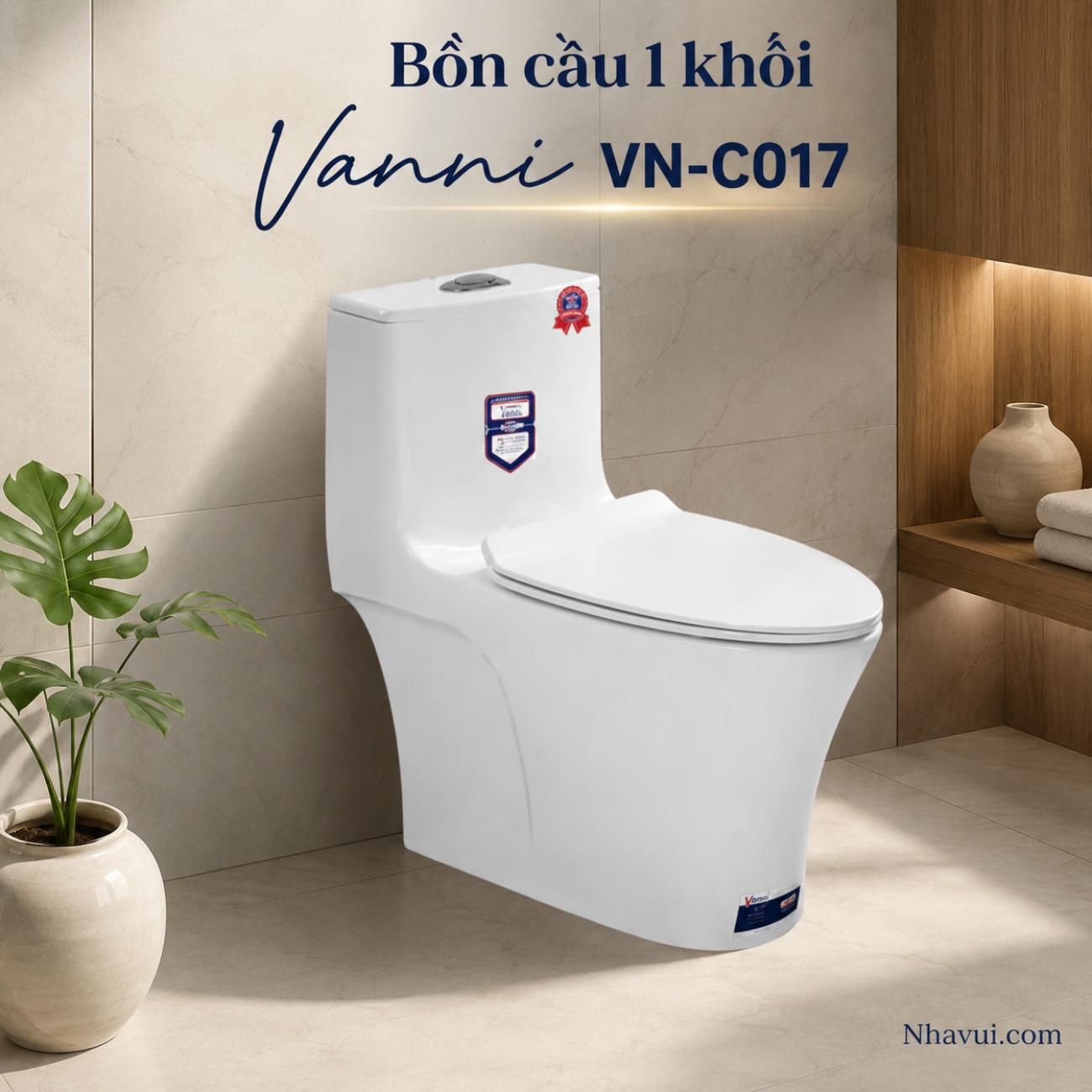 Bồn cầu 1 khối Vanni VN-C017 760x380x750mm tâm xả 300/400mm
