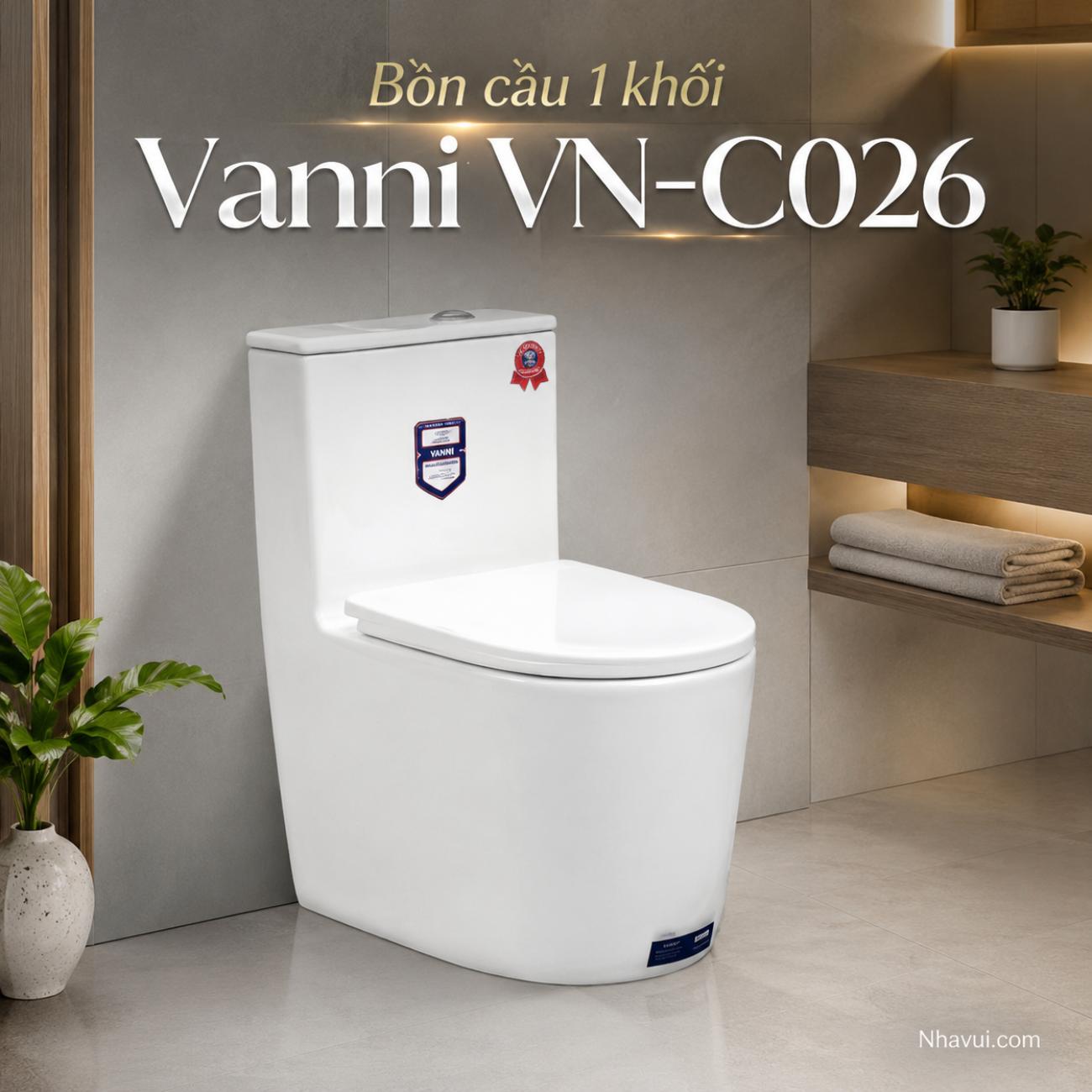 Bồn cầu 1 khối Vanni VN-C026 690x370x780mm tâm xả 300/400mm