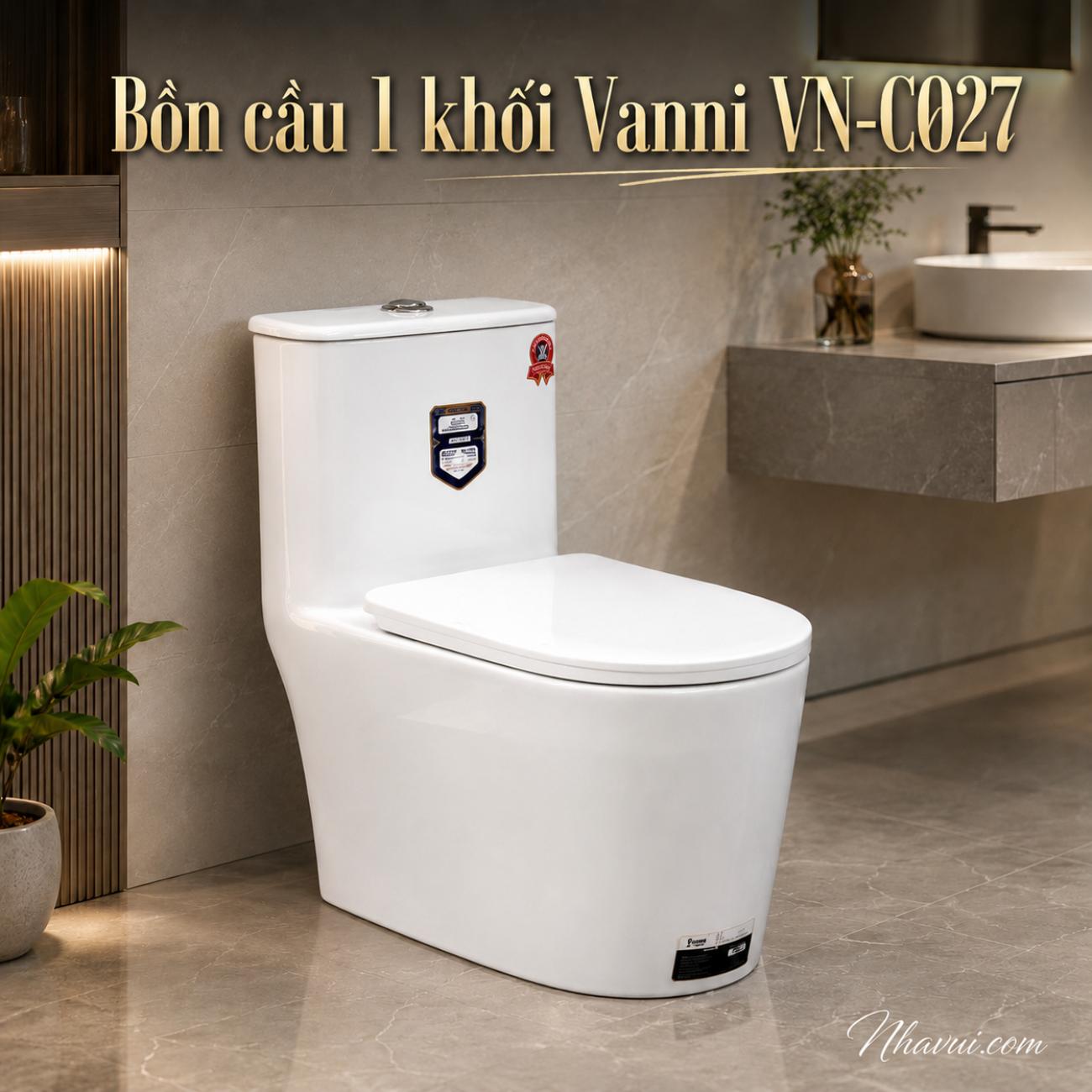 Bồn cầu 1 khối Vanni VN-C027 680x380x750mm tâm xả 300/400mm