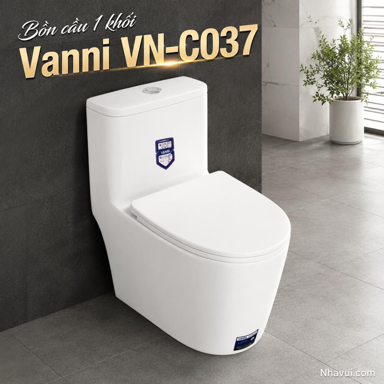 Bồn cầu 1 khối Vanni VN-C037 cầu nhỏ 590x380x730mm tâm xả 300/400mm