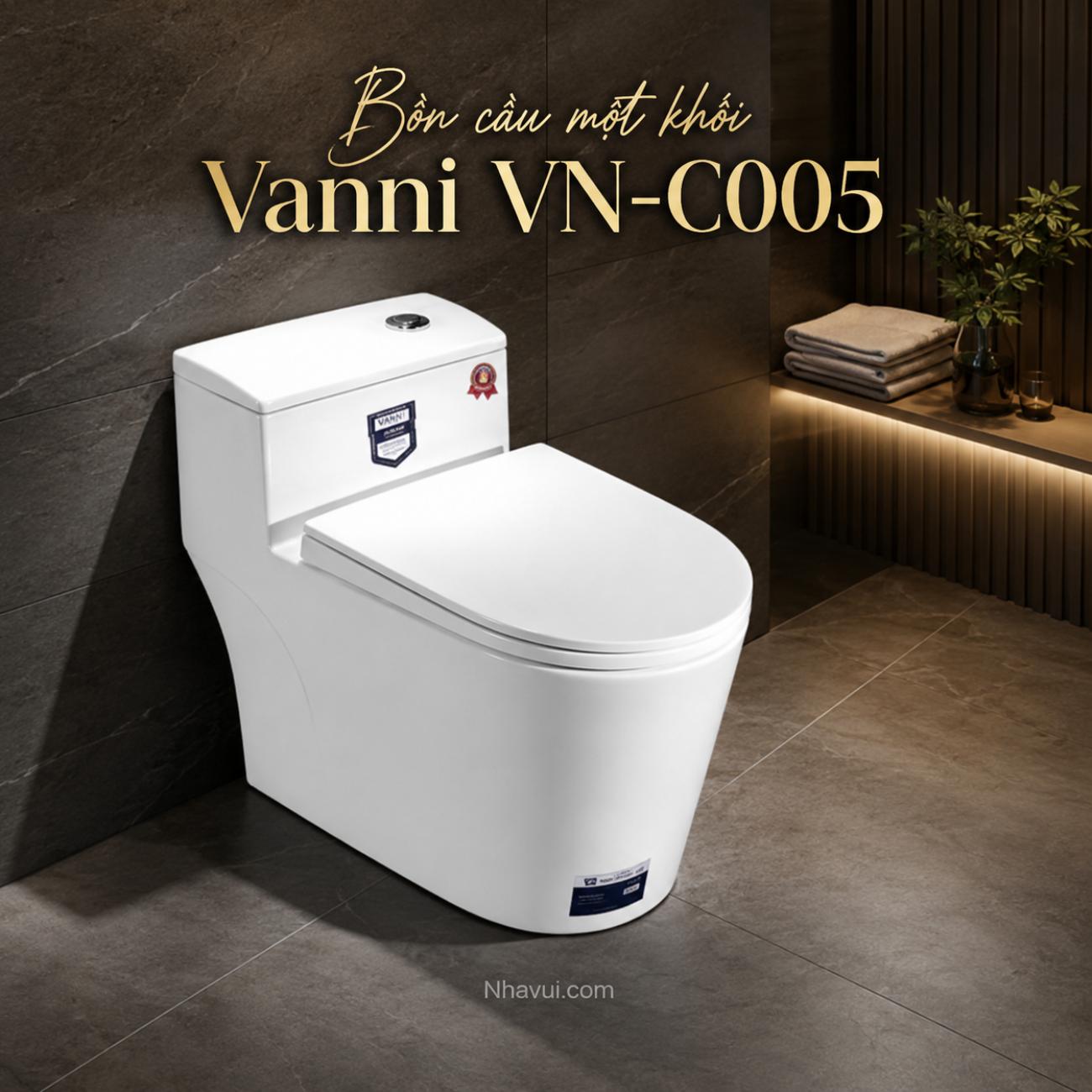 Bồn cầu một khối Vanni VN-C005 men tuyết phủ nano kháng khuẩn