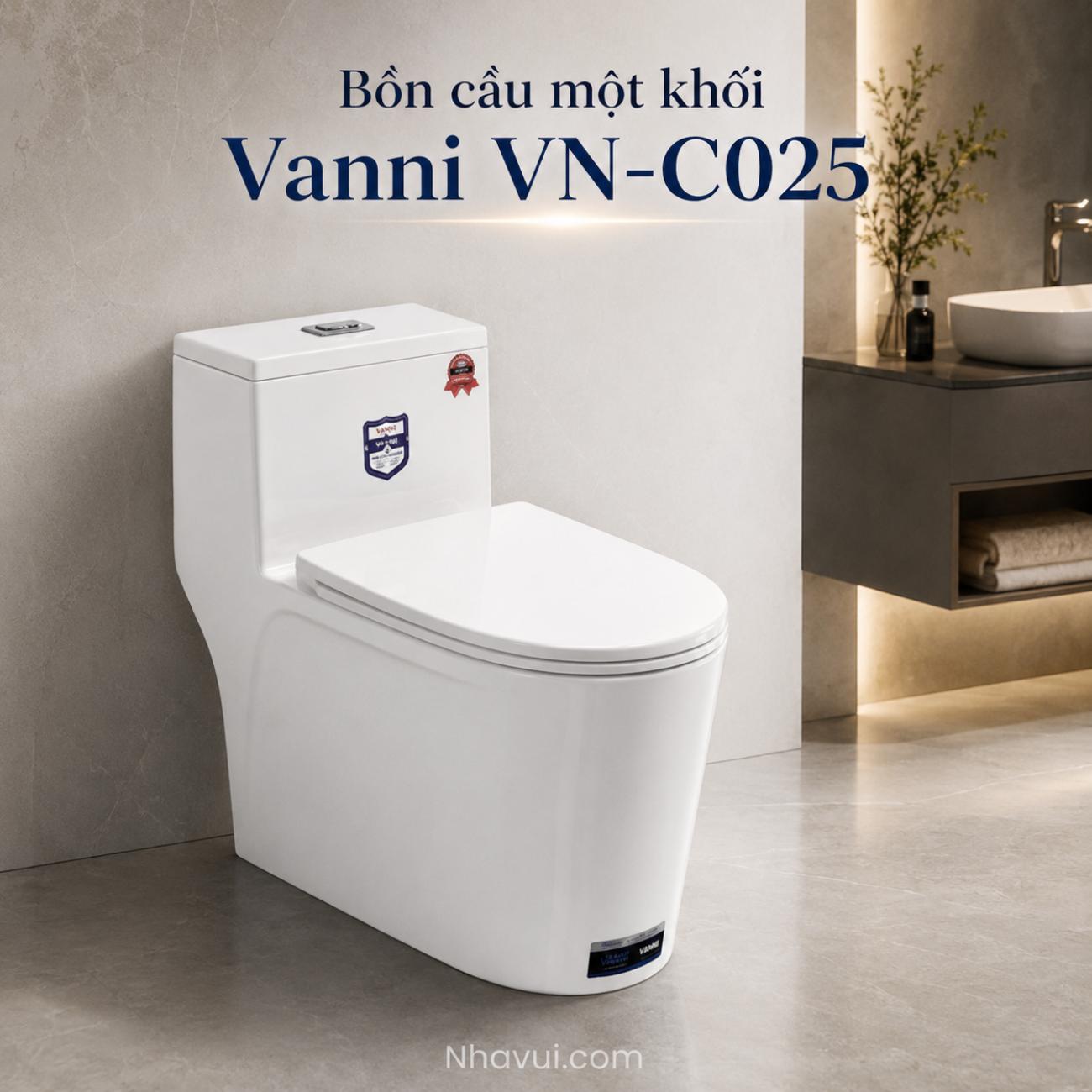 Bồn cầu một khối Vanni VN-C025 men tuyết phủ nano kháng khuẩn