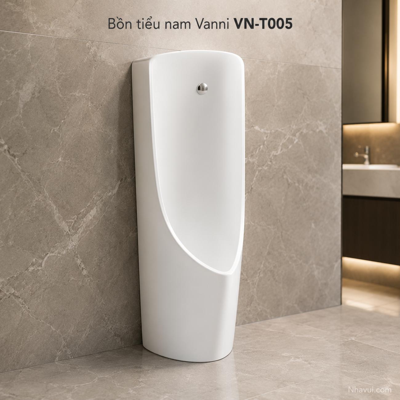 Bồn tiểu nam đặt sàn xả đẩy Vanni VN-T005 kích thước 350 x 350 x 1000mm