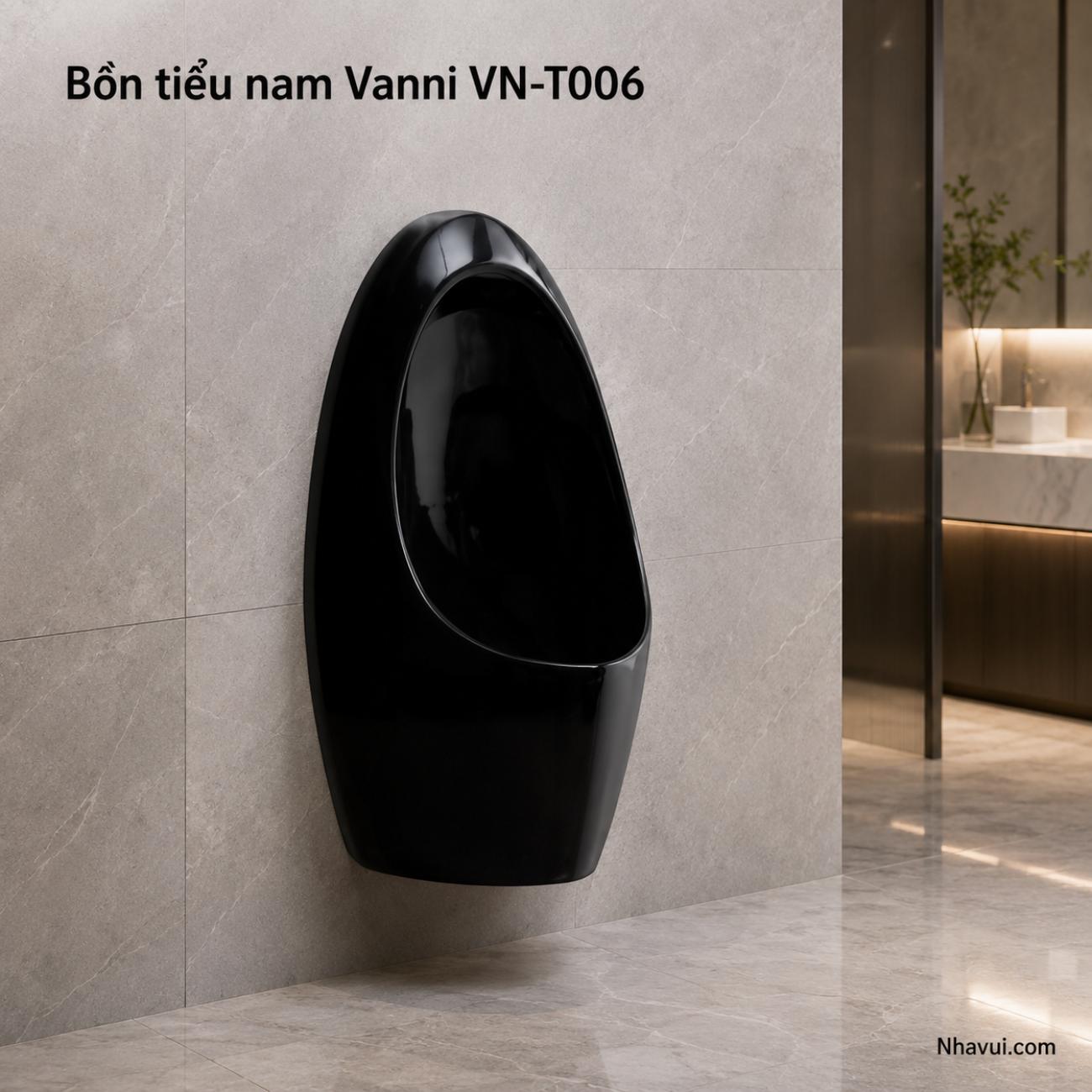 Bồn tiểu nam Vanni VN-T006 màu đen kích thước 310 x 260 x 670mm