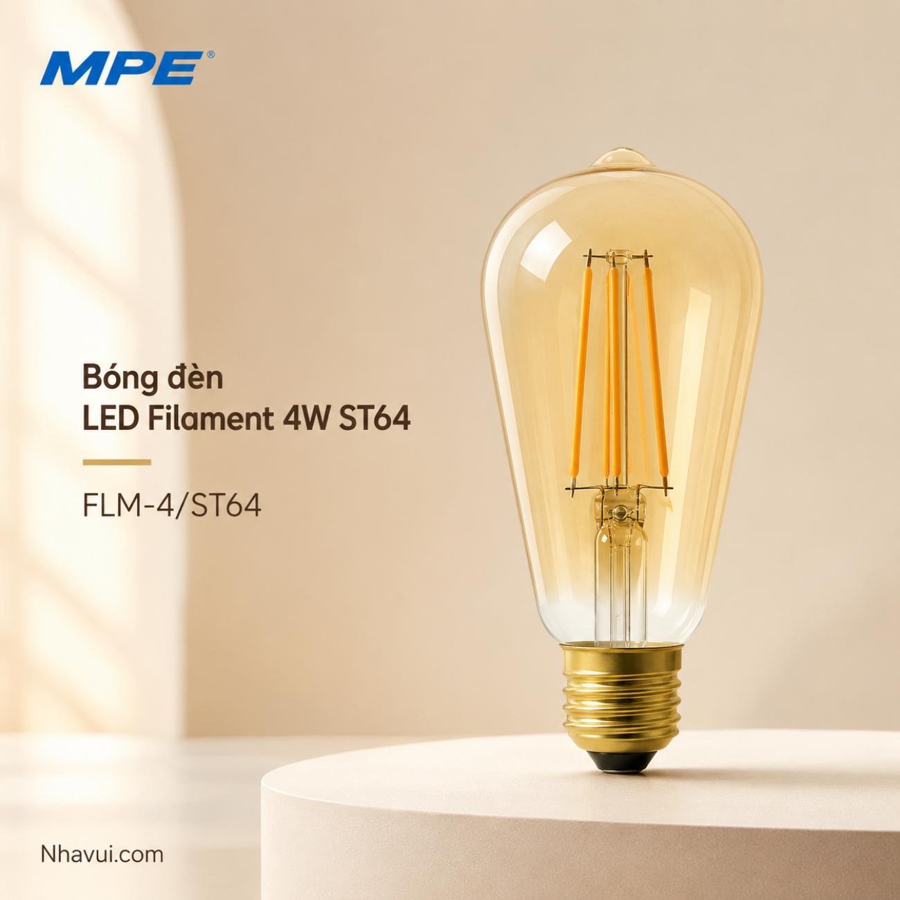 Bóng đèn LED filament MPE FLM-4/ST64 Seri FLM