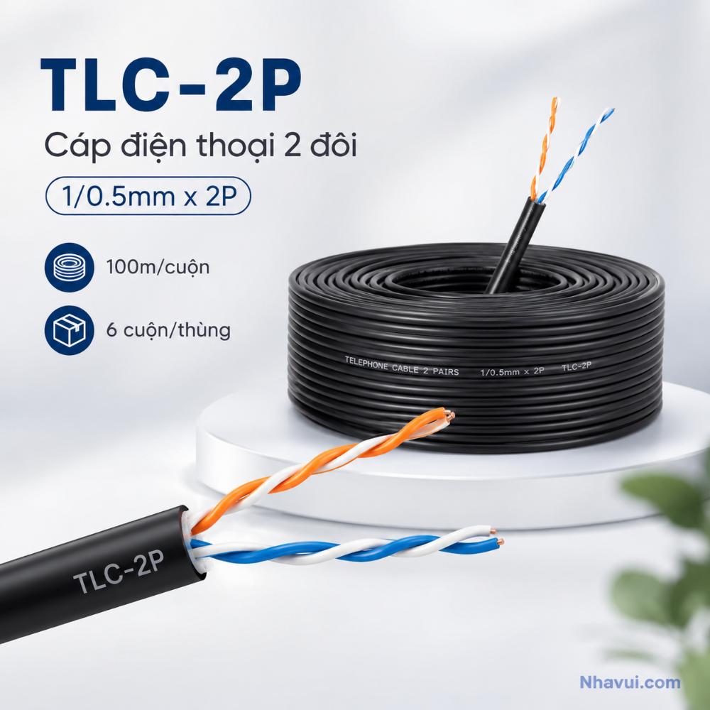 Cáp điện thoại TLC-2P 2 đôi 1/0.5mm x 2P