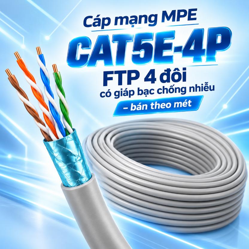 Cáp mạng MPE CAT5E-4P FTP 4 đôi có giáp bạc chống nhiễu - bán theo mét