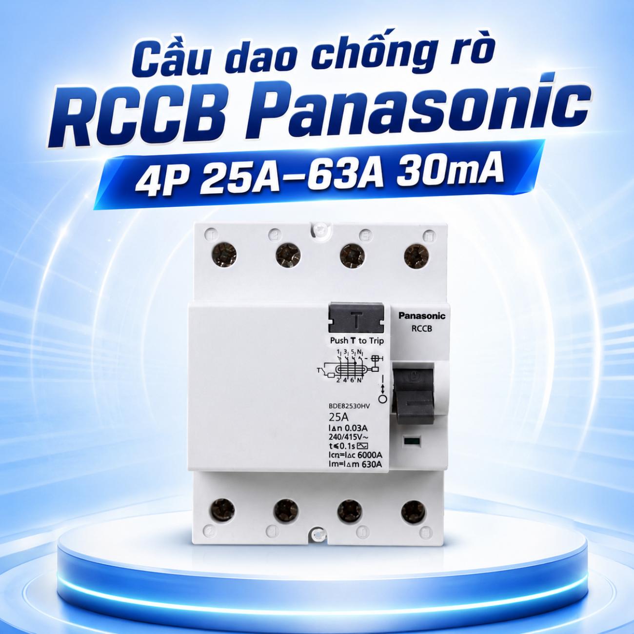 Cầu dao chống rò RCCB Panasonic 4P 25A–63A 30mA
