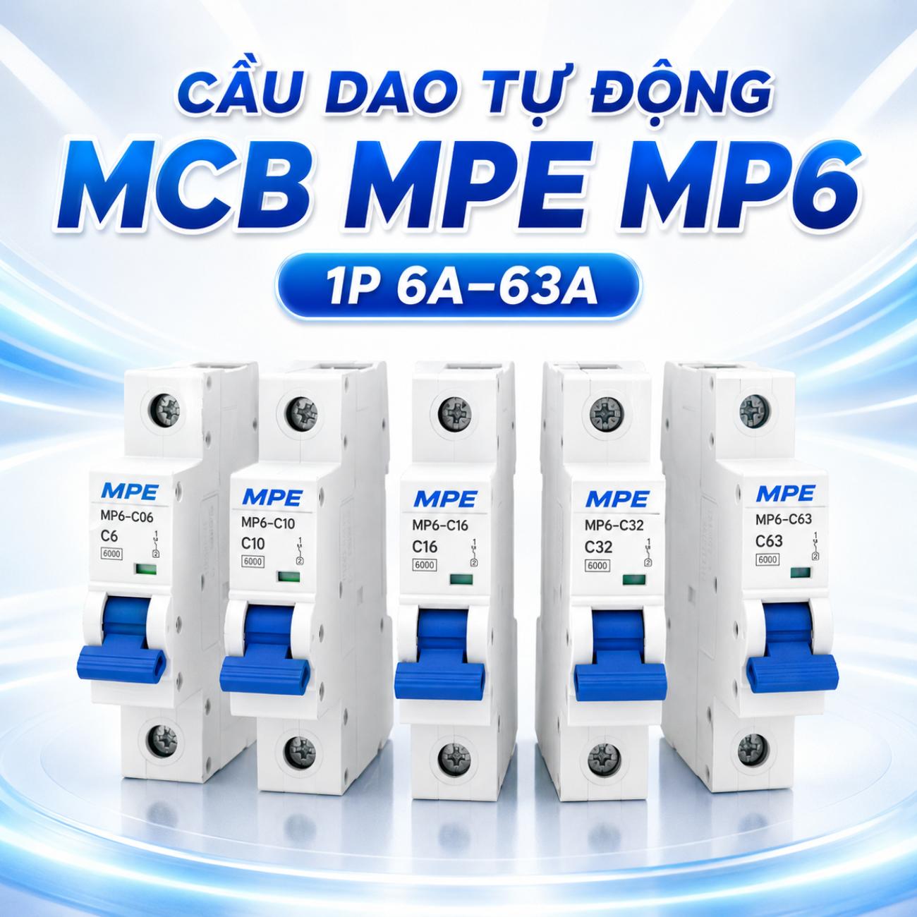 Cầu dao tự động MCB MPE MP6 1P 6kA 6A–63A