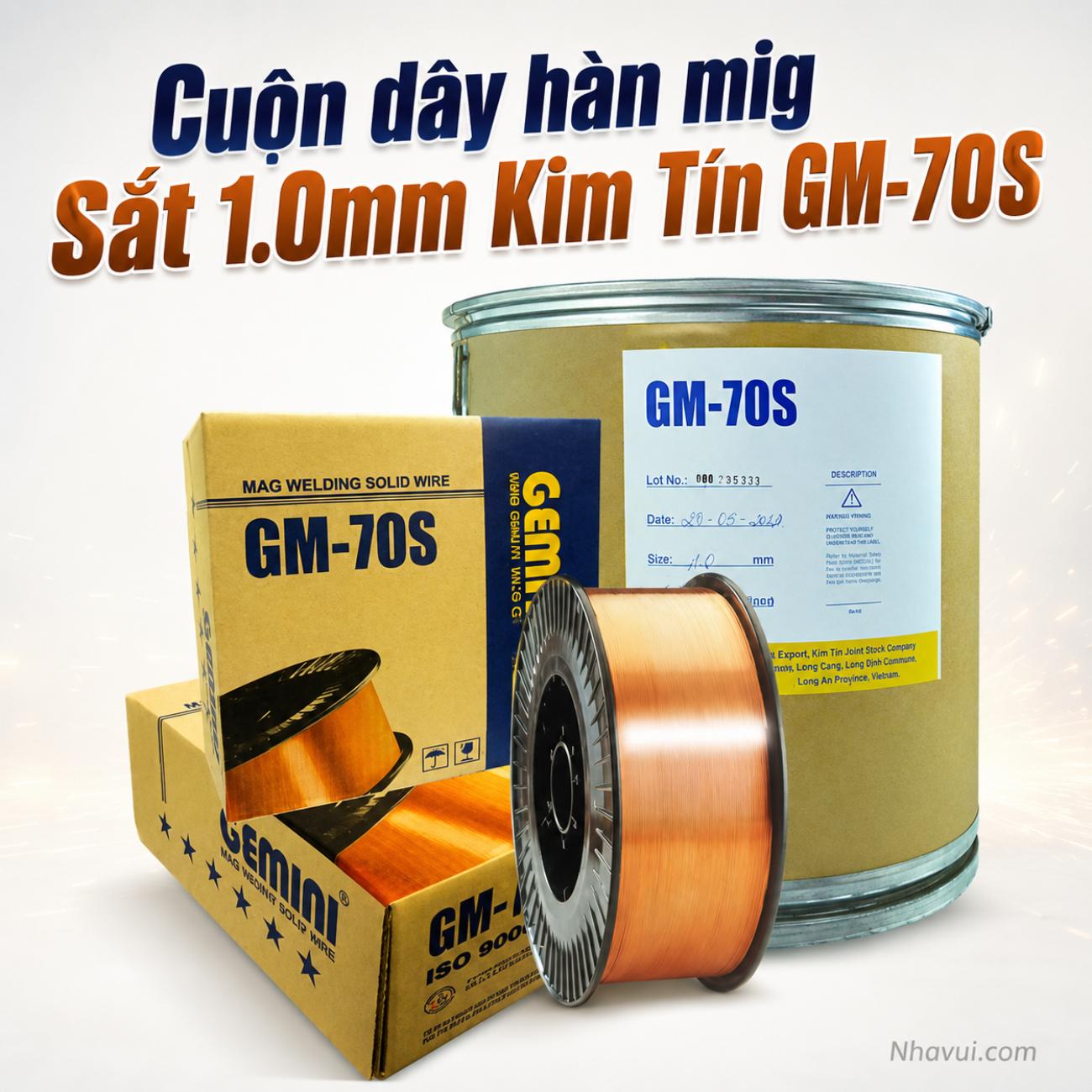 Cuộn dây hàn MIG sắt Gemini GM-70S đường kính 1.0mm cuộn 15kg