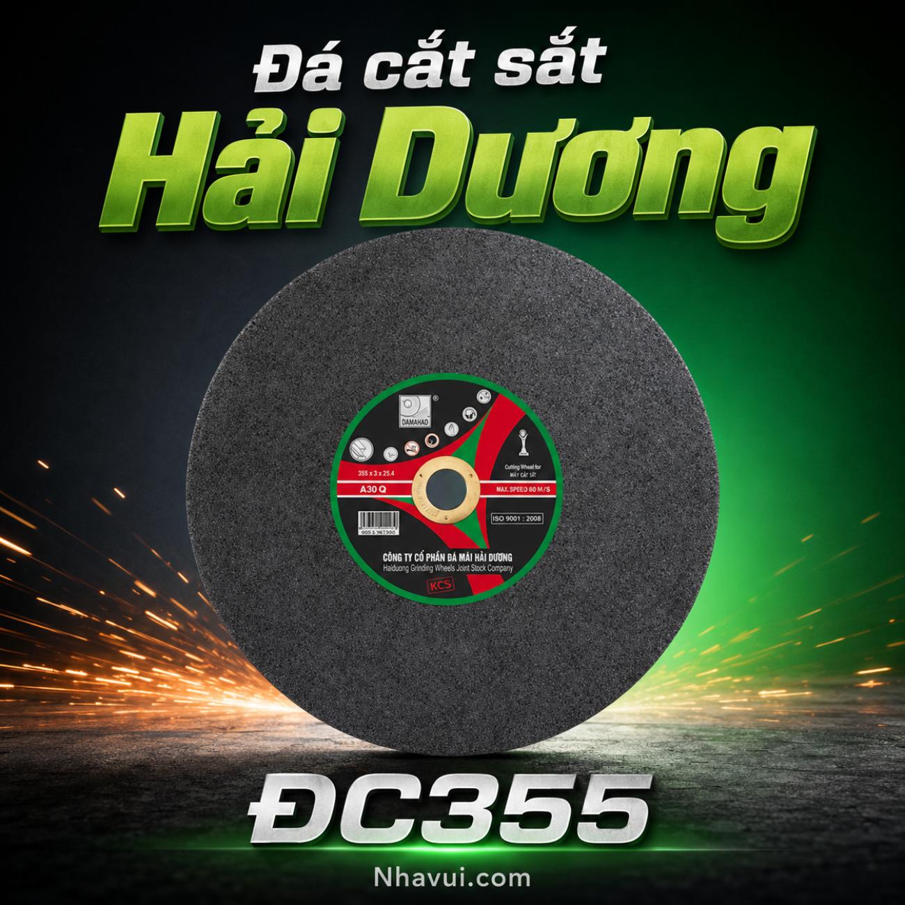 Đá cắt sắt Hải Dương  ĐC355 kích thước 355x3x25,4mm