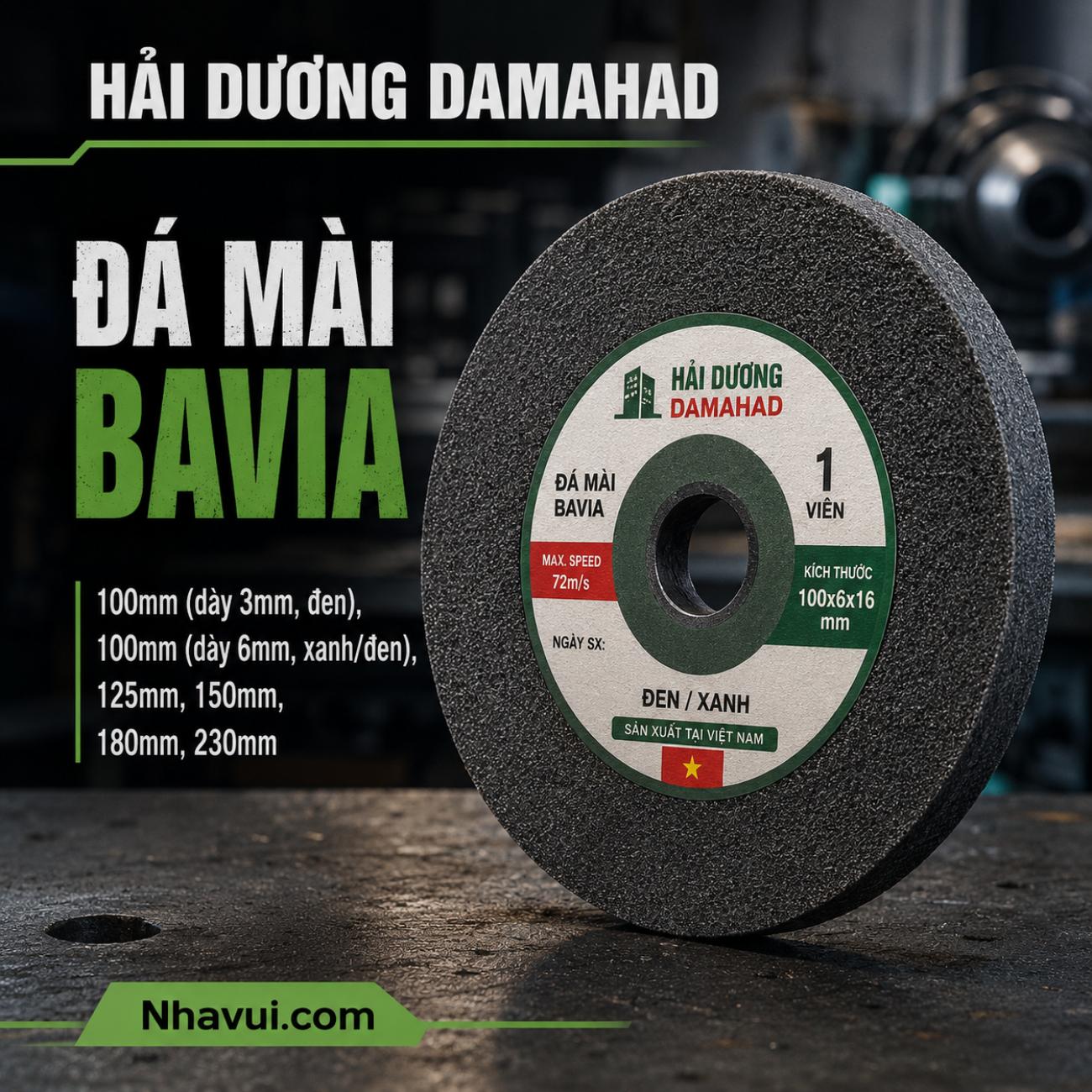 Đá mài ba via Hải Dương Damahad 100mm (dày 3mm), 100mm (dày 6mm), 125mm, 150mm, 180mm, 230mm