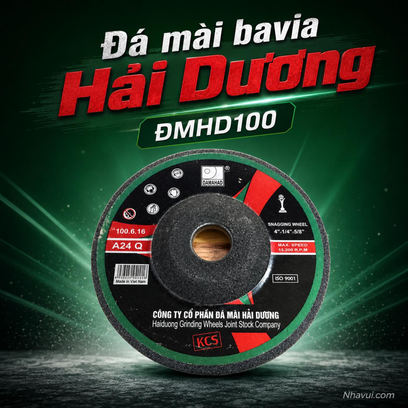 Đá mài bavia Hải Dương ĐMHD100 kích thước 100x6x16mm A24Q