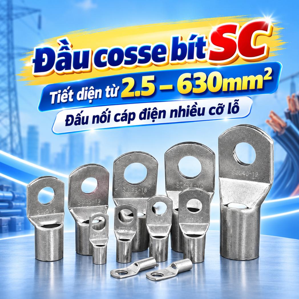 Đầu cos bít SC 2.5–630mm² – Đầu cosse đấu nối cáp điện