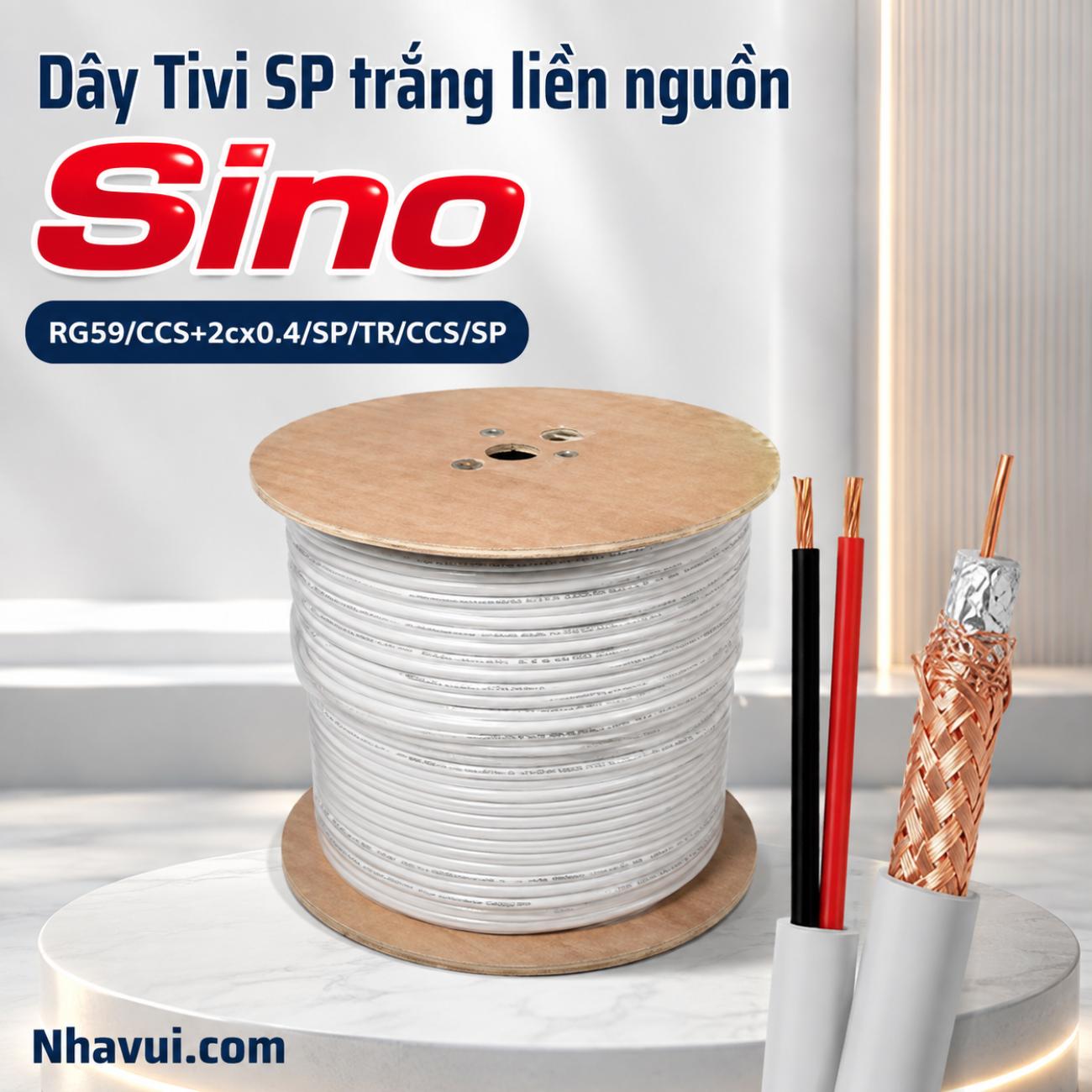Dây cáp Tivi liền nguồn SP – Sino RG59