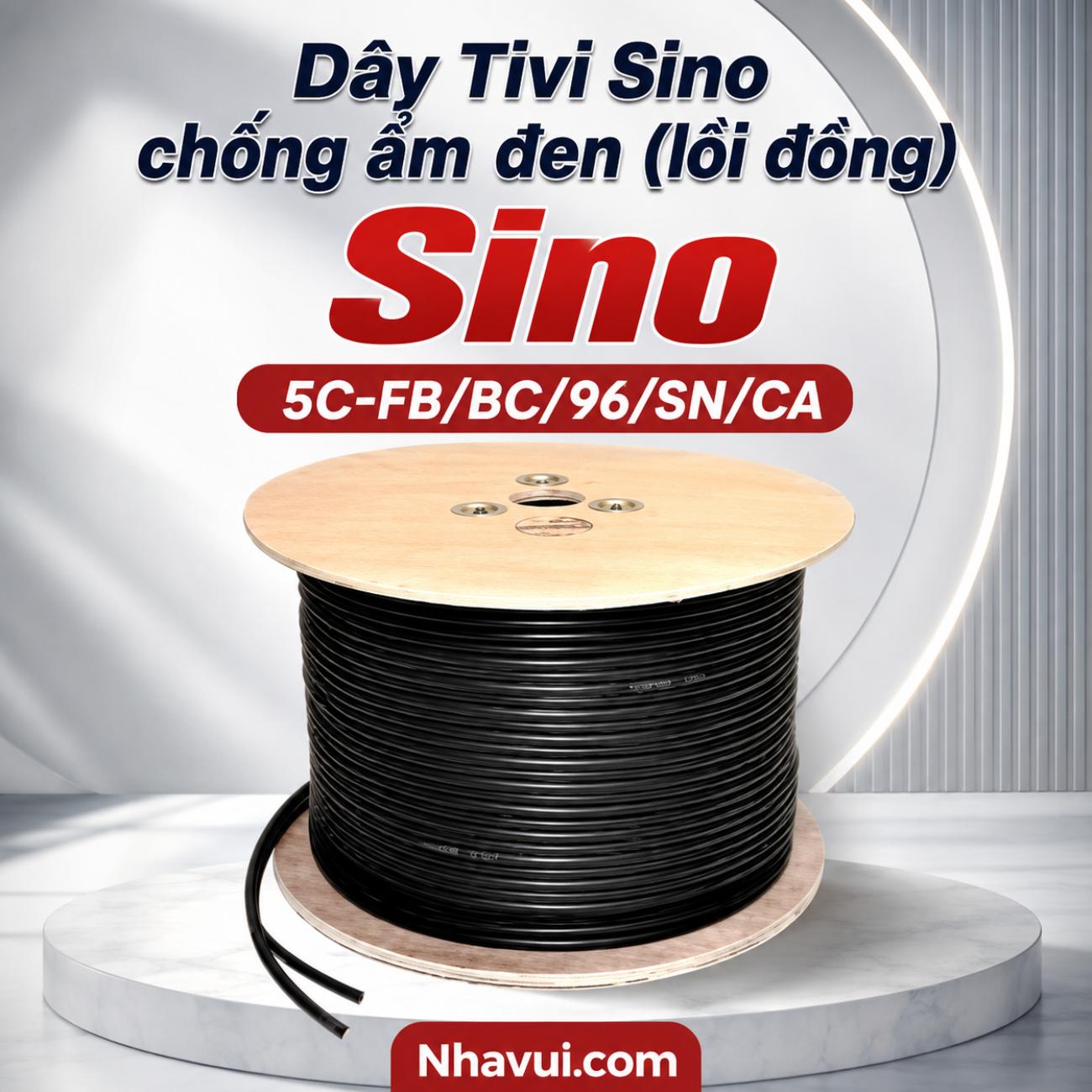 Dây cáp Tivi Sino chống ẩm 5C-FB/BC/96/SN/CA lõi đồng