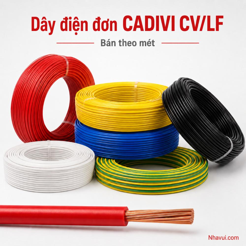 Dây điện đơn CADIVI CV/LF ruột đồng cách điện PVC không chì 75°C 0.6/1kV