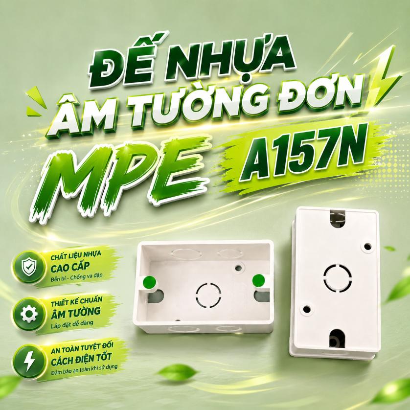 Đế nhựa âm tường đơn MPE A157N