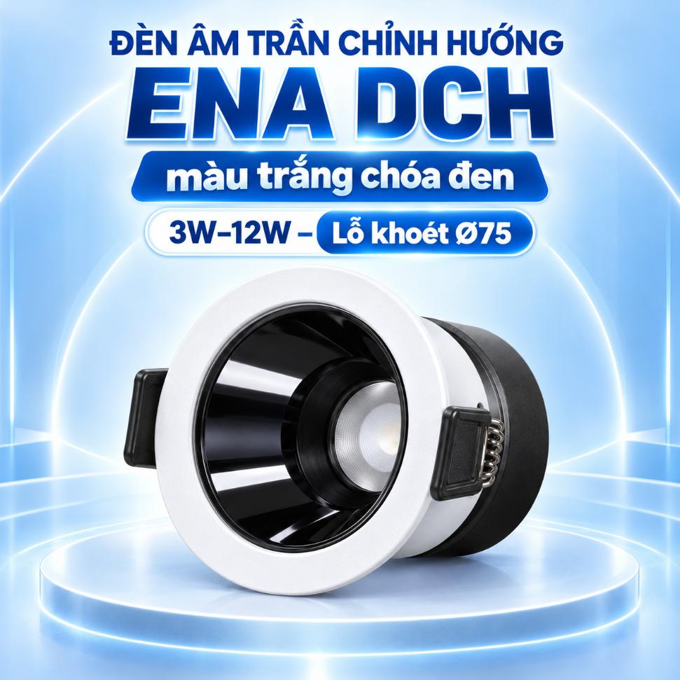 Đèn âm trần chỉnh hướng ENA DCH màu trắng chóa đen