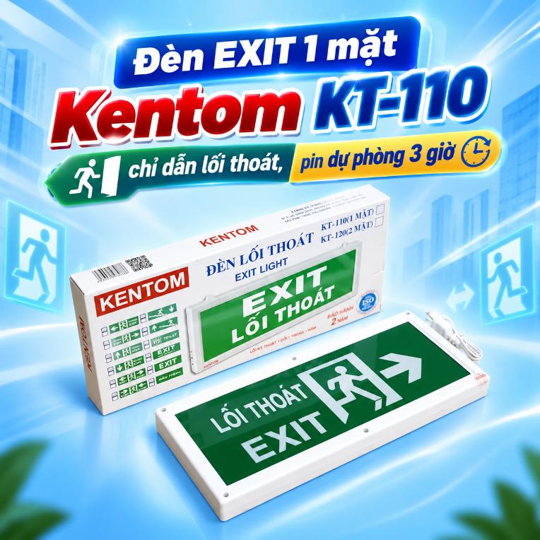 Đèn EXIT chỉ dẫn lối thoát 1 mặt Kentom KT-110
