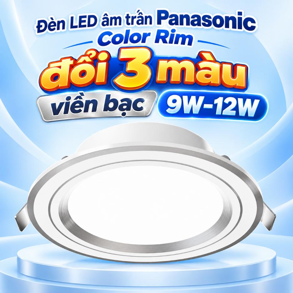 Đèn LED âm trần Panasonic Color Rim đổi màu viền bạc