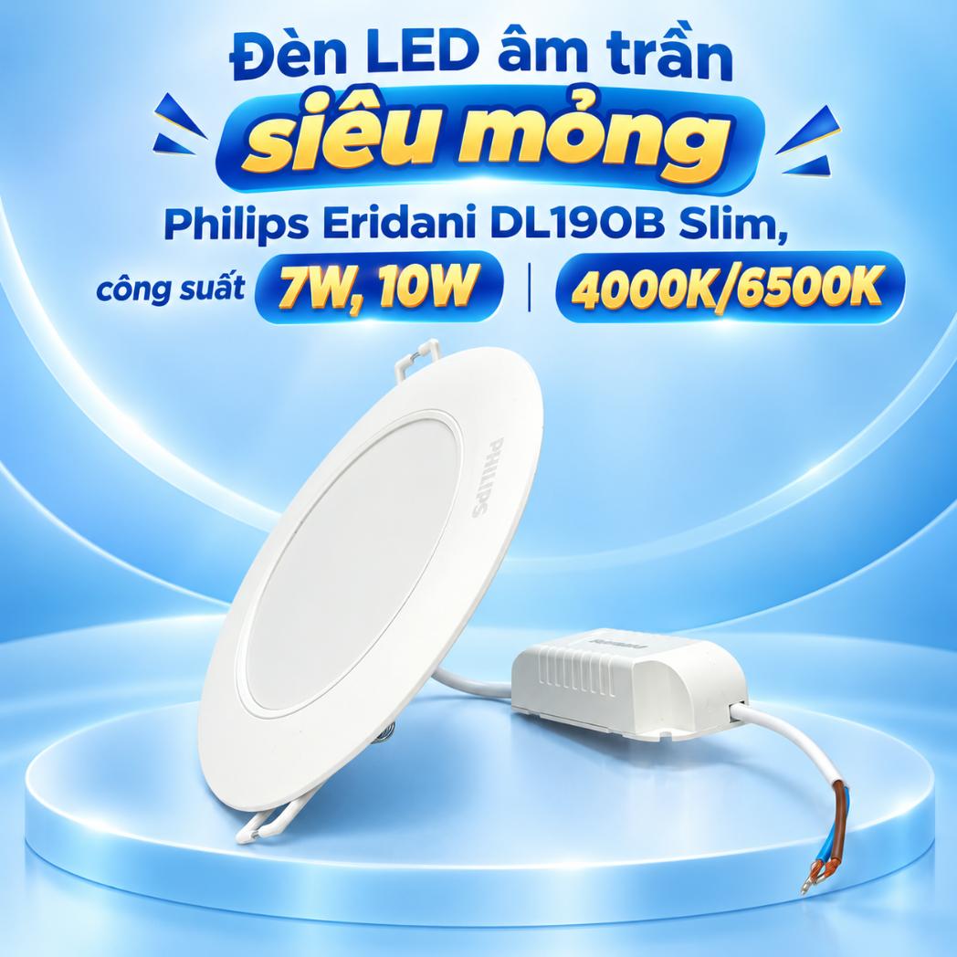 Đèn LED âm trần Philips Eridani DL190B Slim siêu mỏng