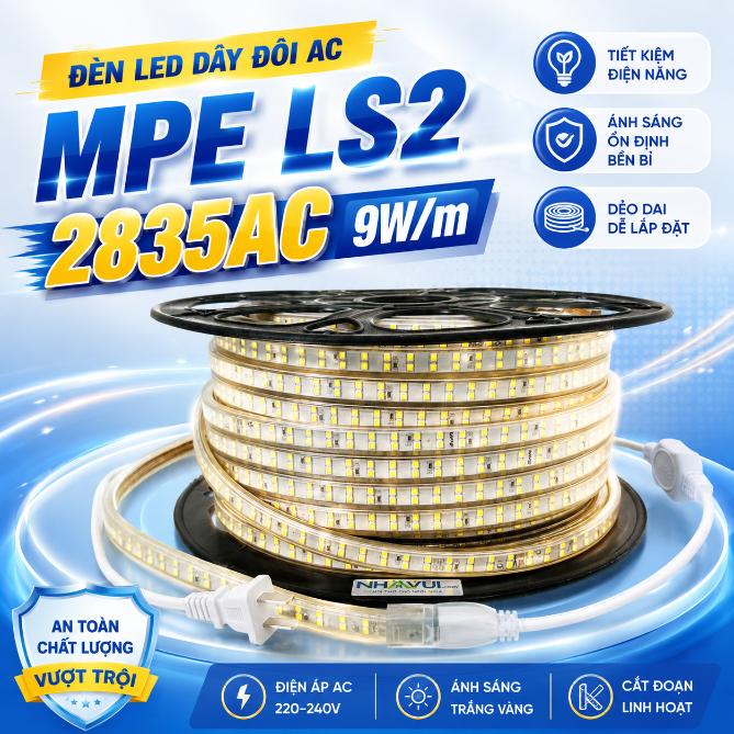 Đèn LED dây đôi AC MPE LS2 2835AC 9W/m