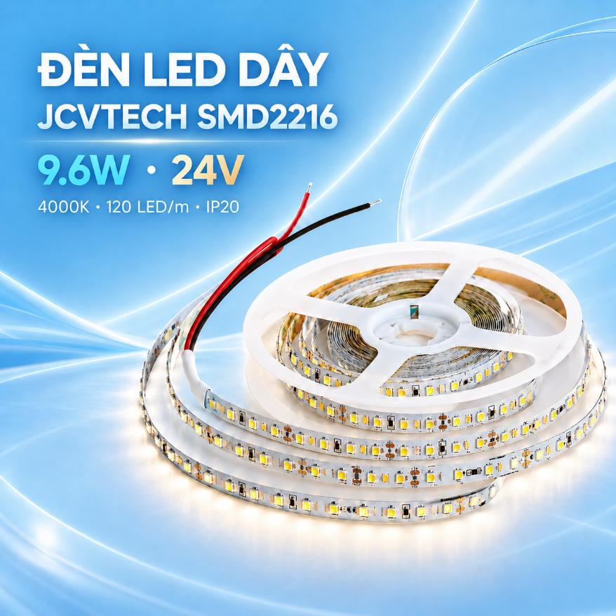 Đèn LED dây JCVTECH SMD2216 9.6W 24V 4000K IP20