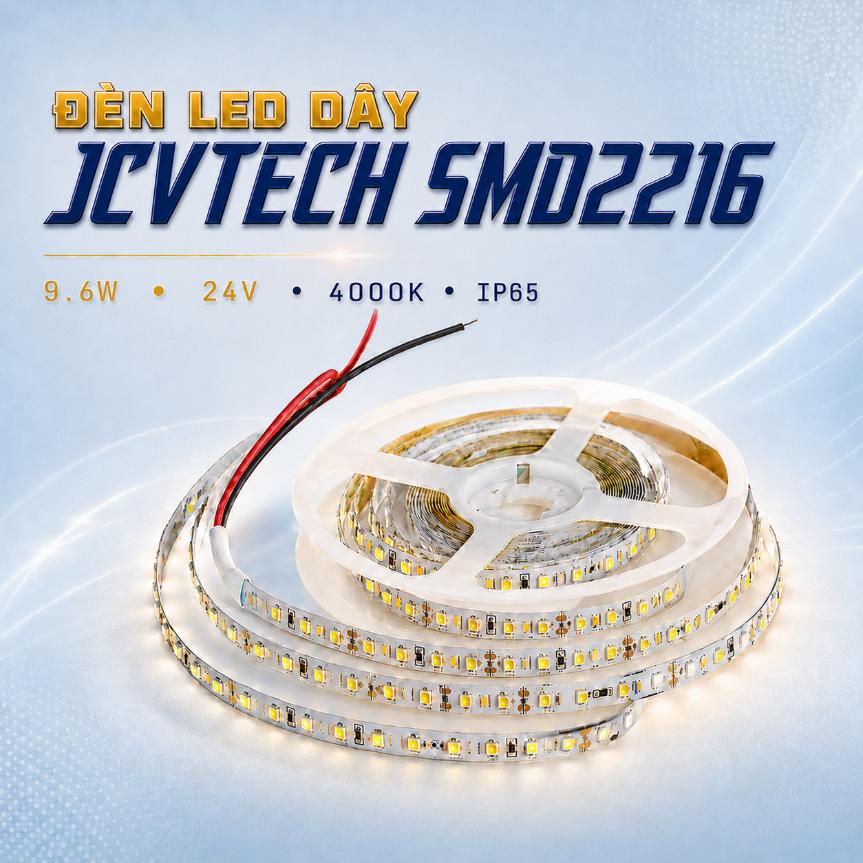 Đèn LED dây JCVTECH SMD2216 9.6W 24V 4000K IP65