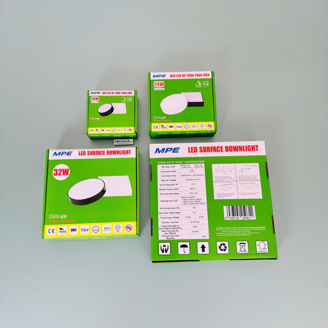 Đèn LED ốp nổi tràn viền MPE Seri SRDL mặt tròn
