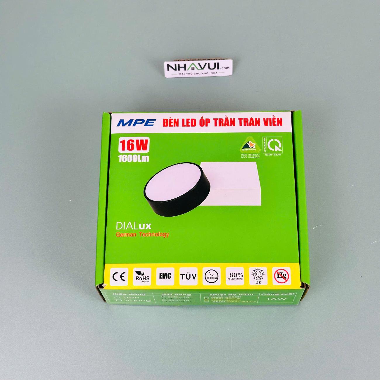 Đèn LED ốp nổi tràn viền MPE Seri SRDL mặt tròn
