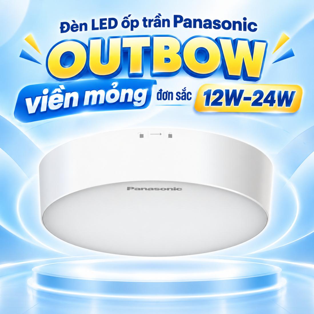 Đèn LED ốp trần Panasonic OUTBOW viền mỏng đơn sắc màu trắng
