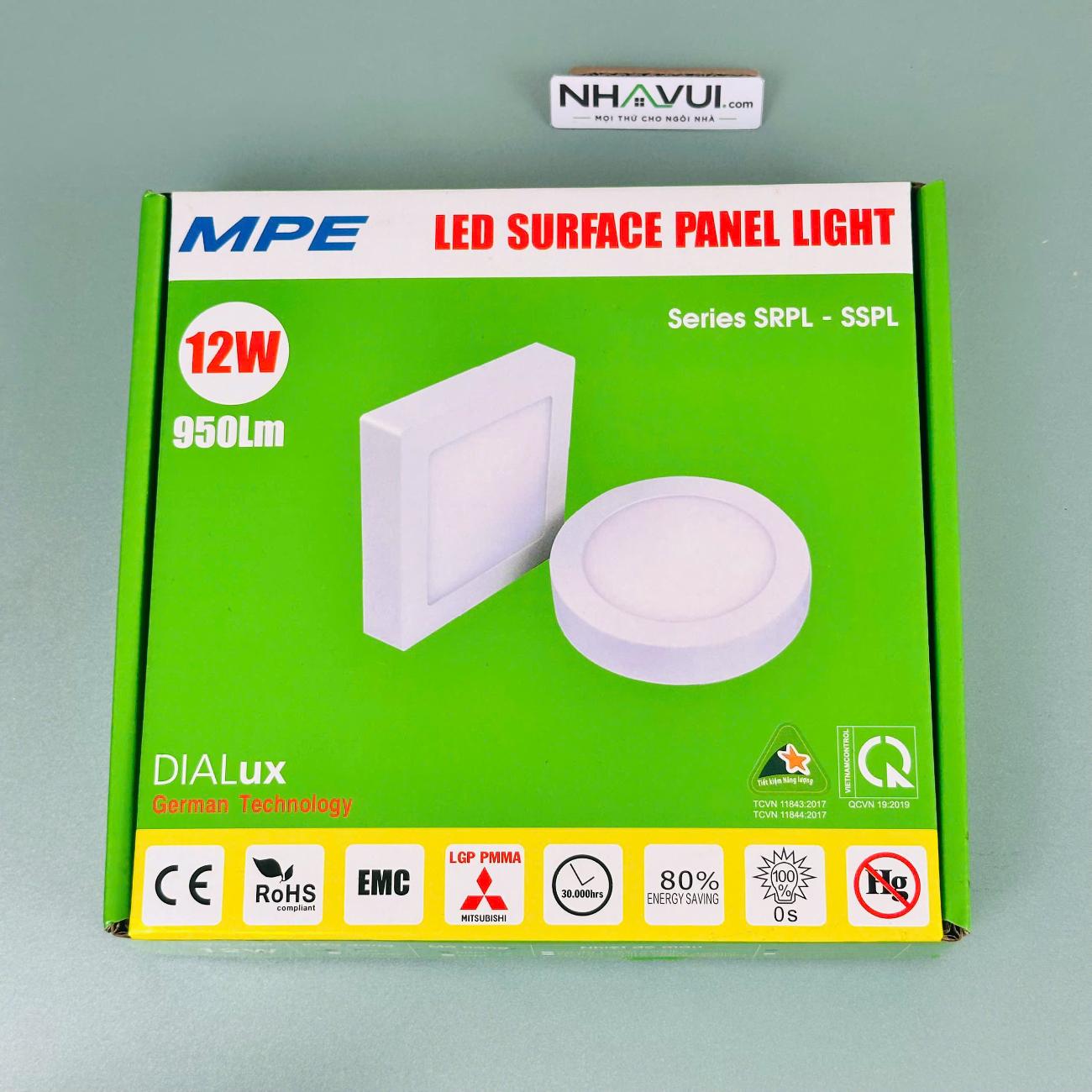 Đèn LED Panel ốp nổi MPE Seri SRPL 6W 12W 18W 24W
