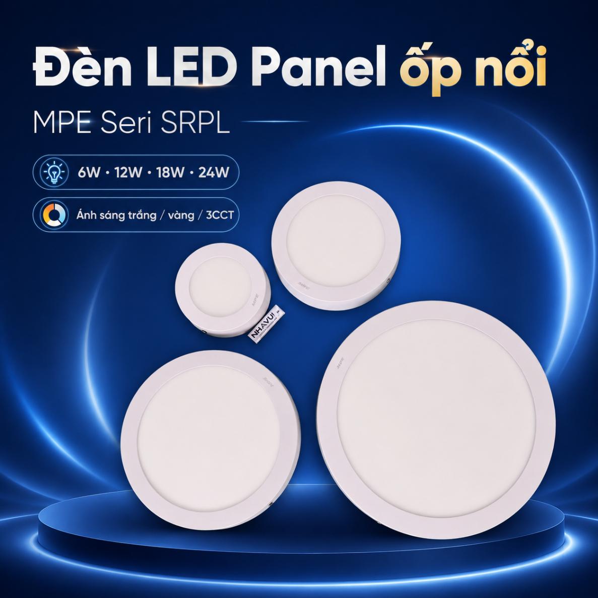 Đèn LED Panel ốp nổi MPE Seri SRPL 6W 12W 18W 24W