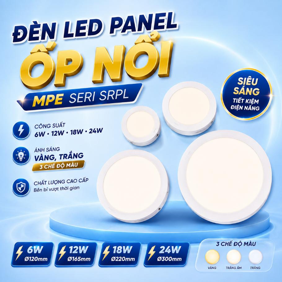 Đèn LED Panel ốp nổi MPE Seri SRPL 6W 12W 18W 24W