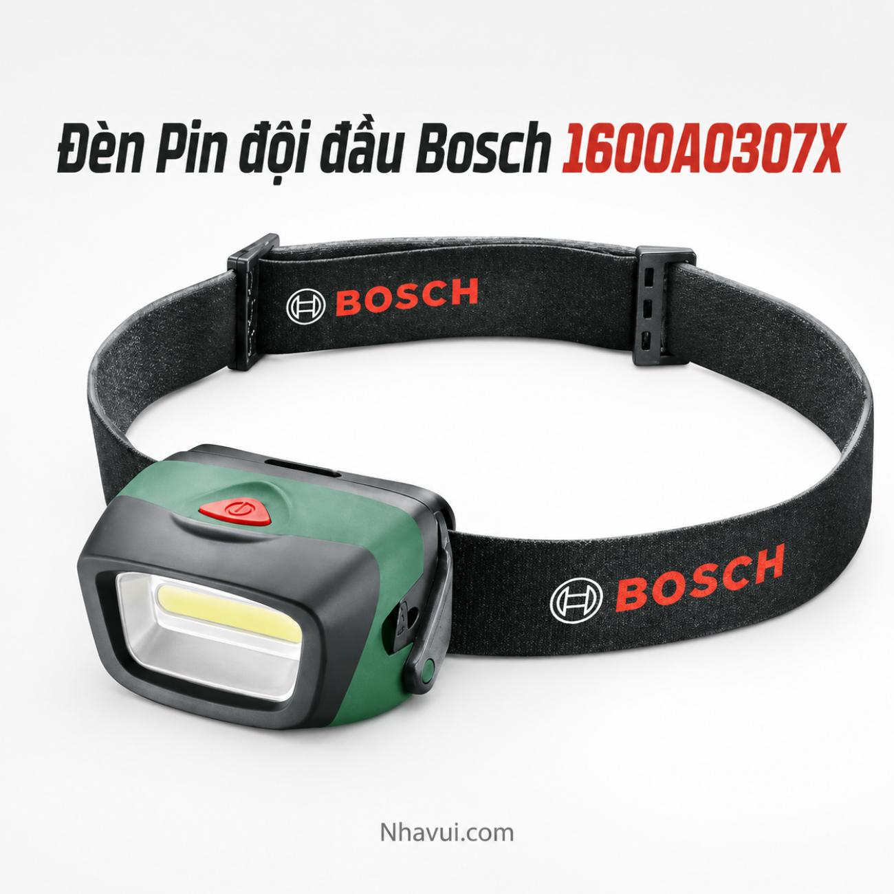 Đèn pin đội đầu Bosch Head Lamp 190 lumen 3 chế độ chiếu sáng 1600A0307X