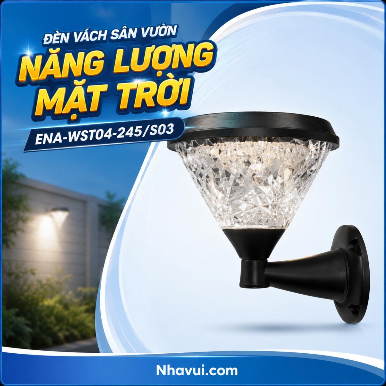 Đèn vách sân vườn năng lượng mặt trời ENA WST04-245/S03