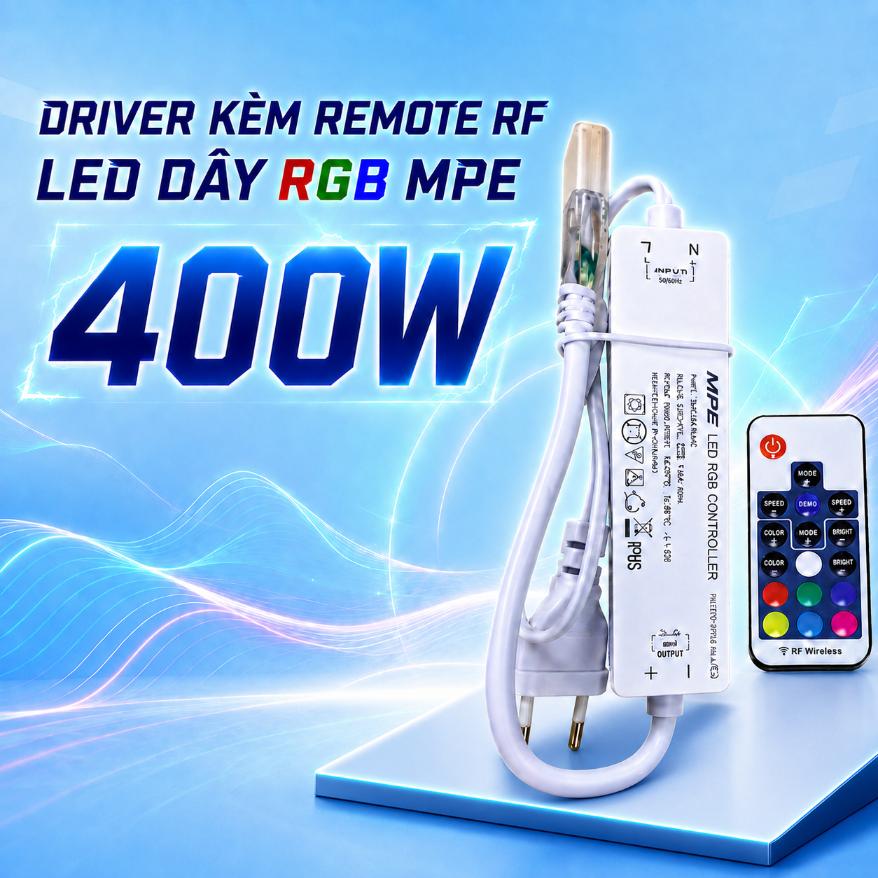 Driver kèm Remote RF LED dây RGB MPE 400W