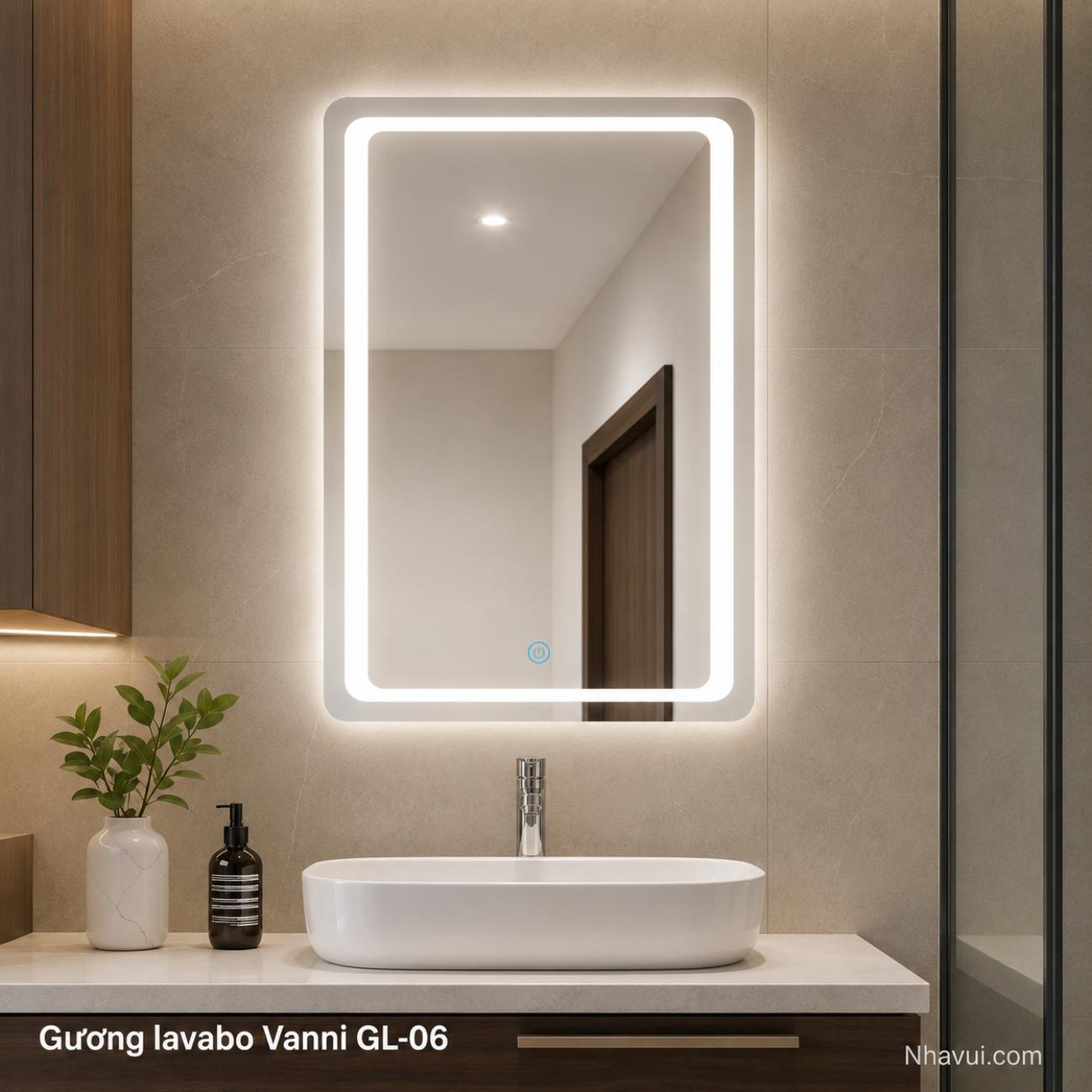 Gương lavabo LED Vanni GL-06 50x70cm cảm ứng
