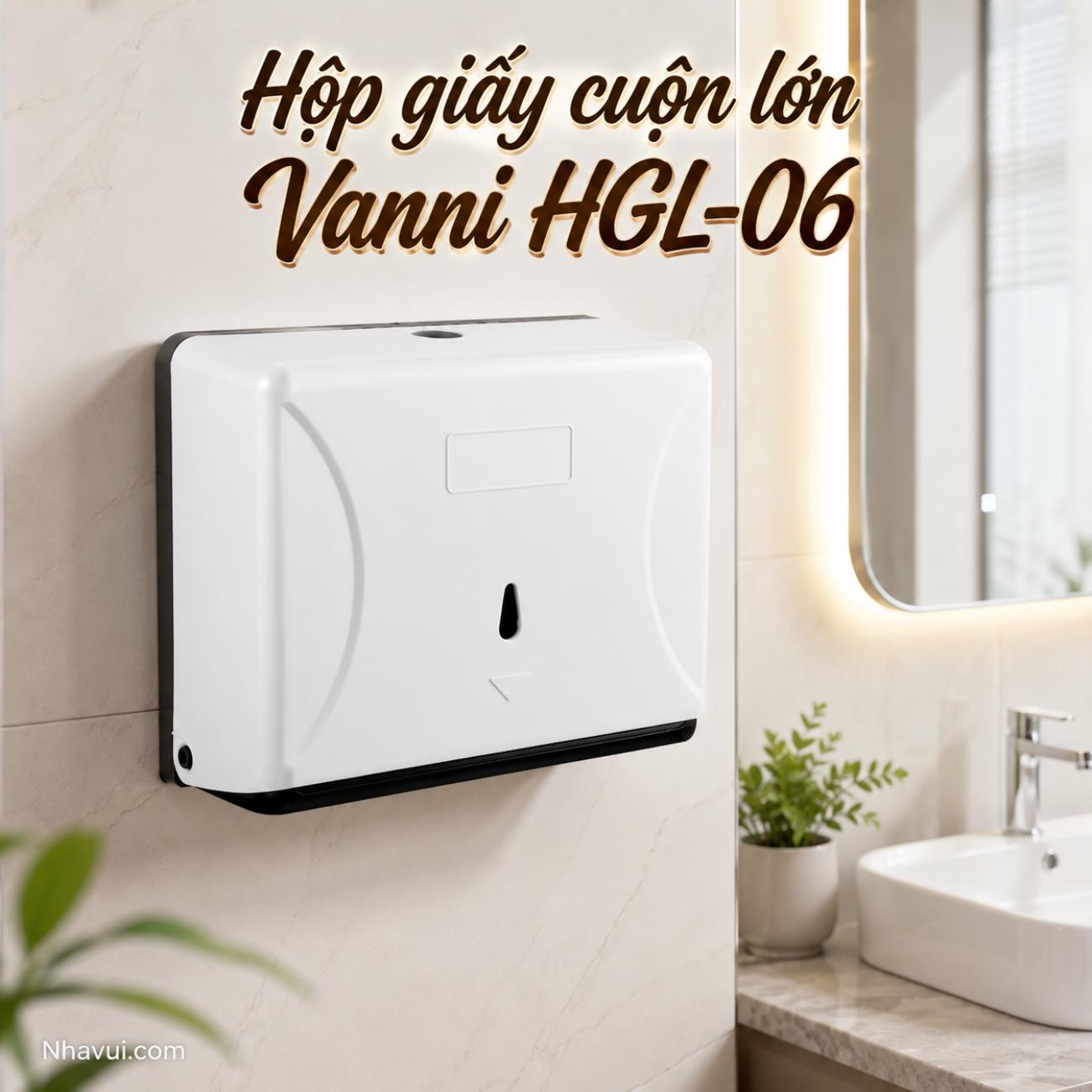 Hộp giấy cuộn lớn Vanni HGL-06 inox 304 chống gỉ sét gắn tường