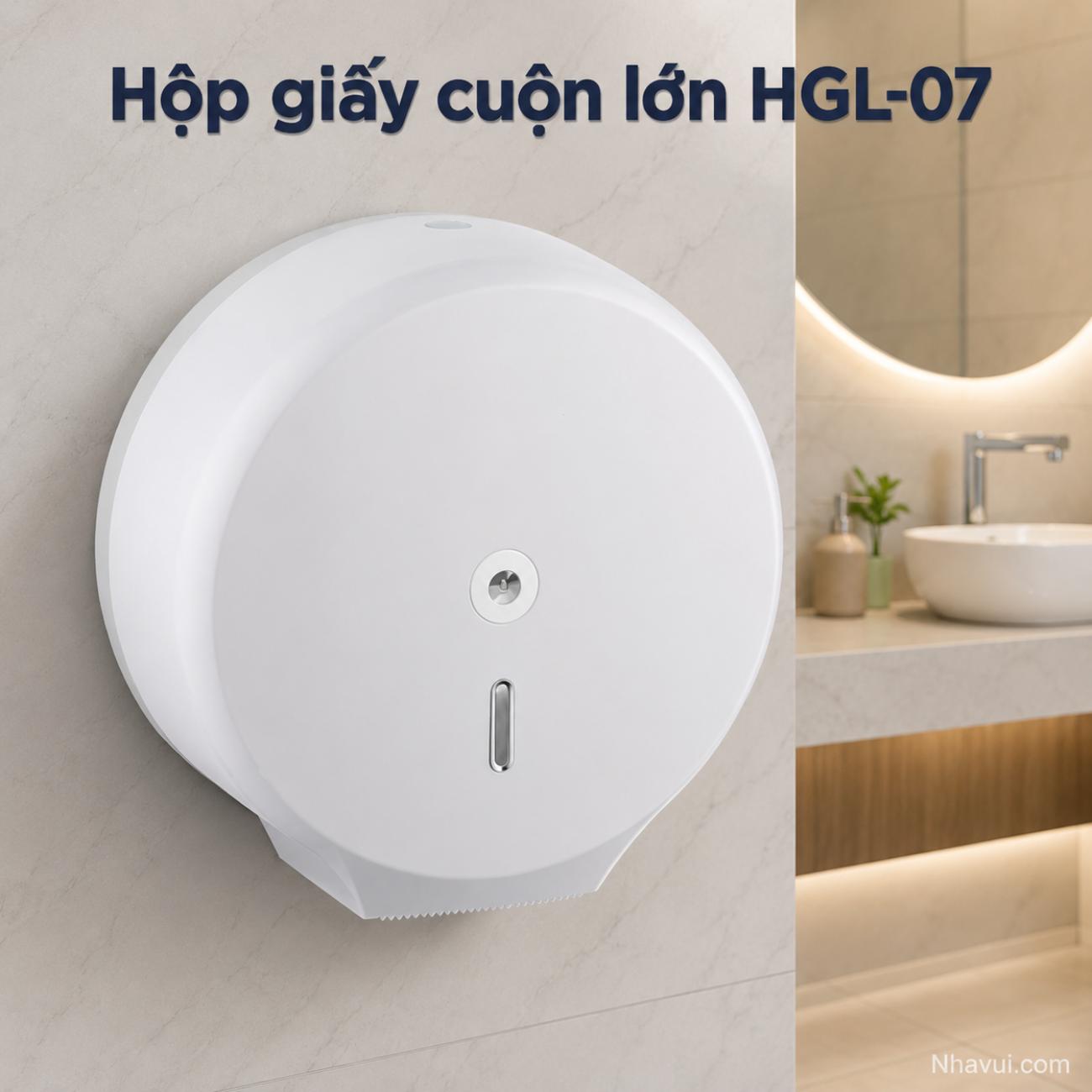 Hộp giấy cuộn lớn Vanni HGL-07 nhựa ABS màu trắng dạng tròn gắn tường