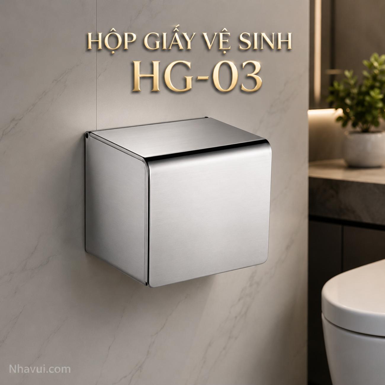 Hộp giấy vệ sinh Vanni HG-03 inox 304 bóng mờ gắn tường