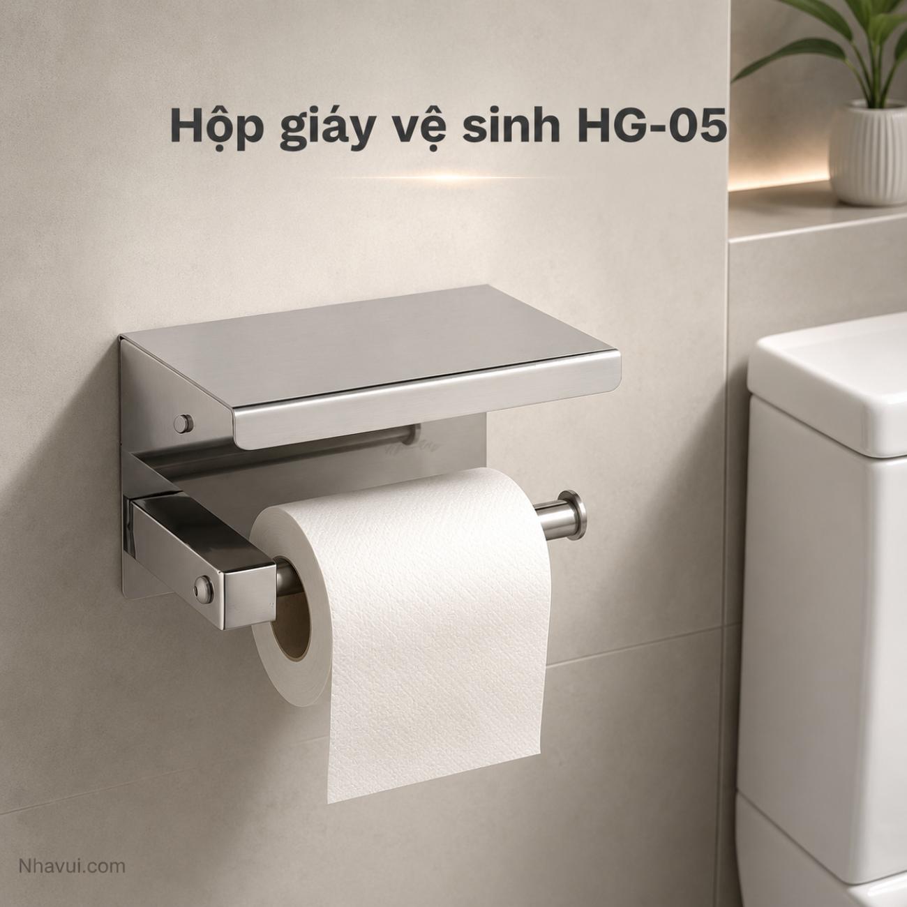 Hộp giấy vệ sinh Vanni HG-05 inox 304 bóng mờ chống gỉ gắn tường