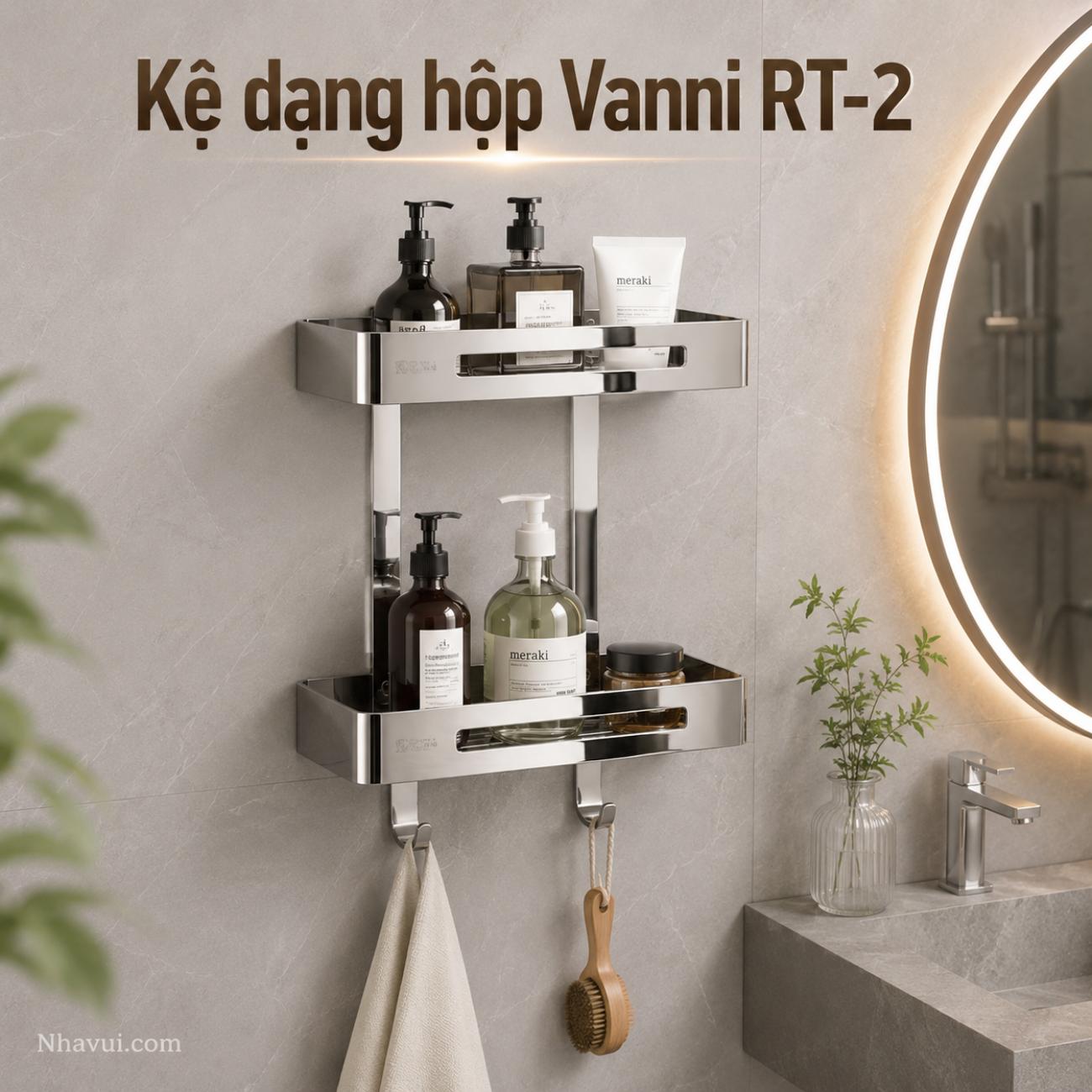 Kệ dạng hộp Vanni RT-2 inox 304 2 tầng 13x34 cm