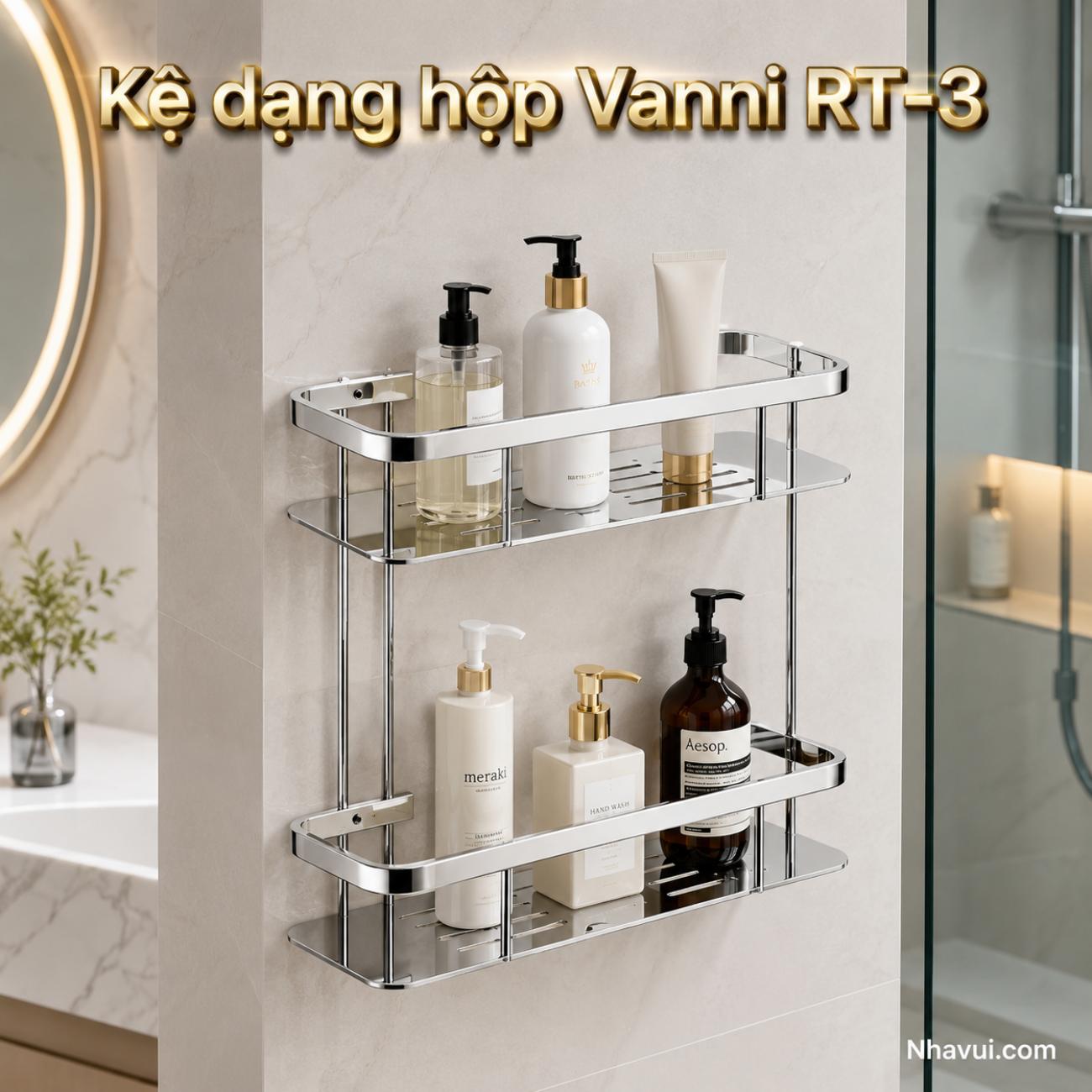 Kệ dạng hộp Vanni RT-3 inox 201 2 tầng 13x34 cm