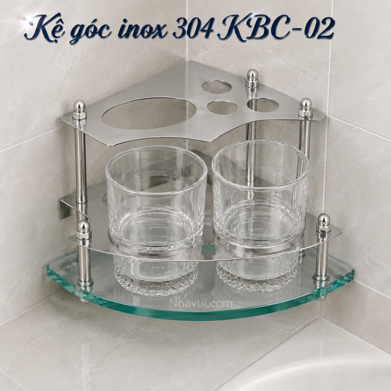 Kệ góc inox 304 Vanni KBC-02 kệ 2 tầng bình ly phòng tắm