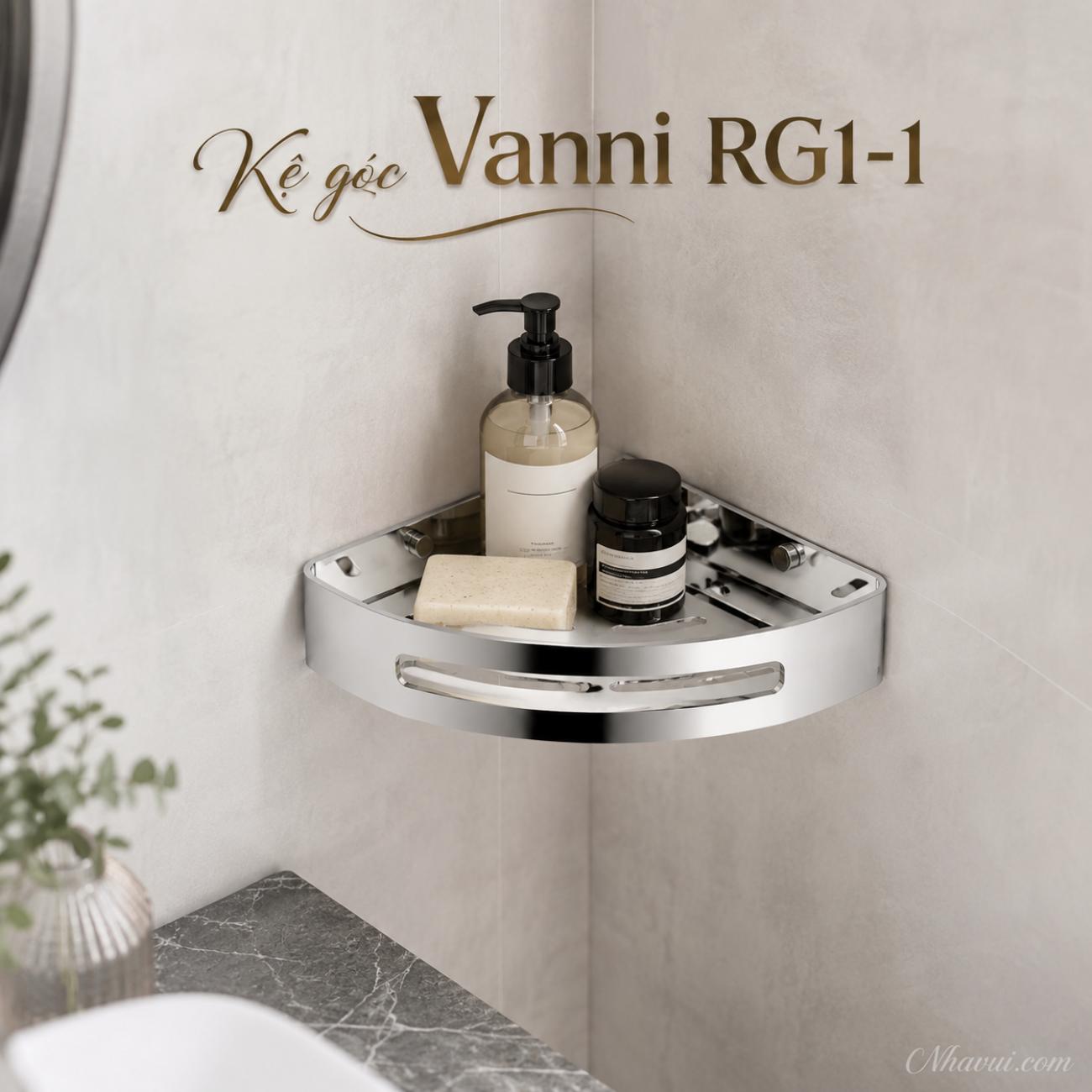Kệ góc phòng tắm Vanni RG1-1 inox 304 1 tầng 20x20 cm